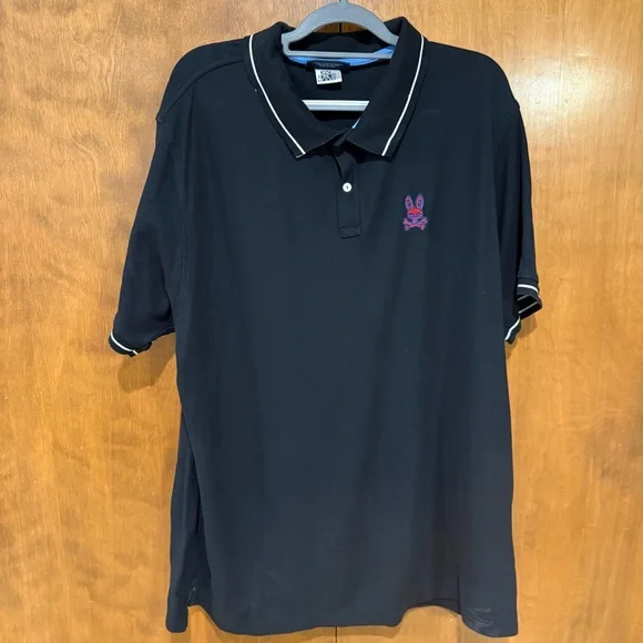 Psycho Bunny Black Polo with Blue and Red Accents Sz:2XLT - Picture 2 of 7